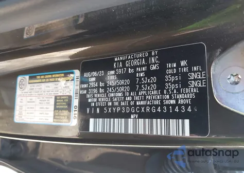 2024 Kia Telluride Ex X-Line z USA, uszkodzony, nr VIN 5XYP3DGCXRG431434